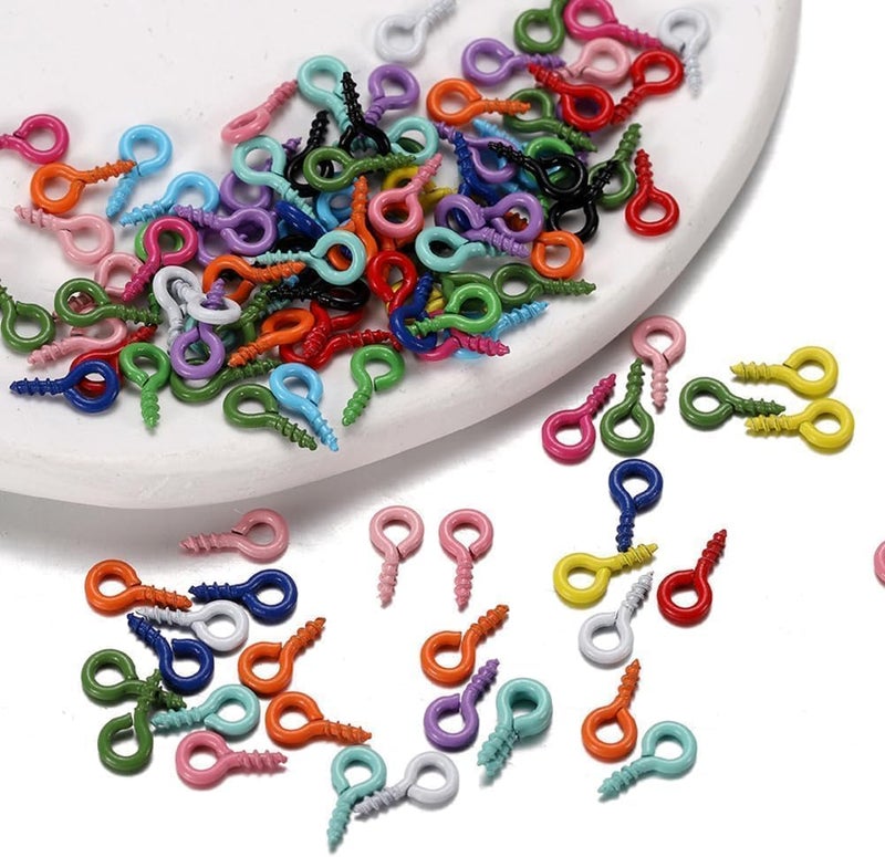 Wentoenapp 200Pcs Colorful Small Screw Eye Pins, Eye Screw Clasps, Jewelry Eye Hooks, Self Tapping Screws, Mini Hoop Pegs, Craft Eyelets for DIY Jewelry Making, Arts, Crafts and Sewing - Image 4